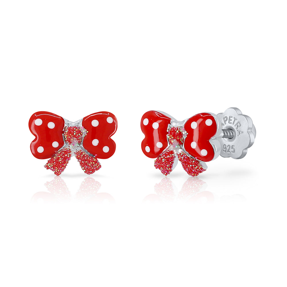 Xmas Ribbon Enamel Earrings