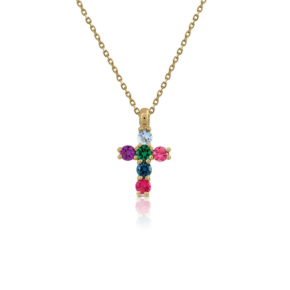 Gold Necklace Tutti Topaz Cross