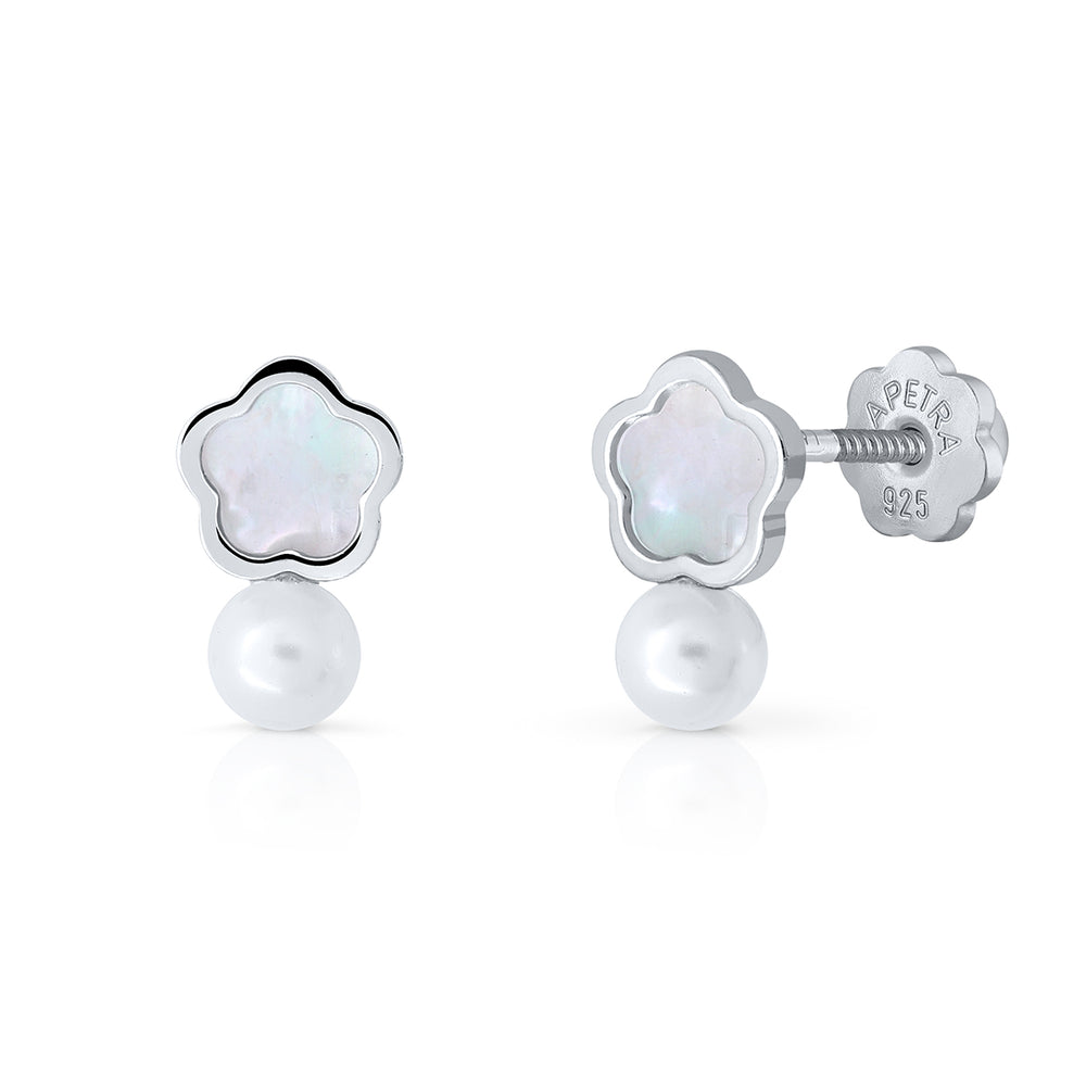 Pendientes Colección Cristal Pearl Flor blanca