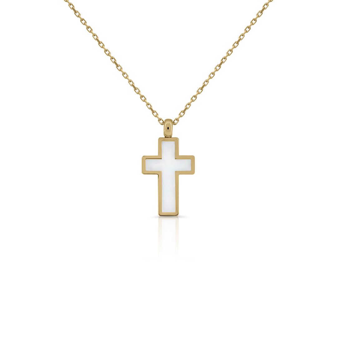 Gold Enamel Cross Necklace