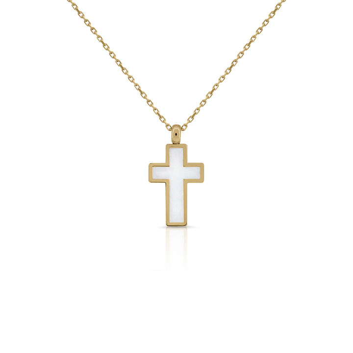 Gold Enamel Cross Necklace