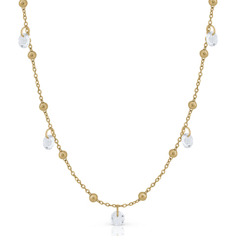 Gold topaz tambourine necklace