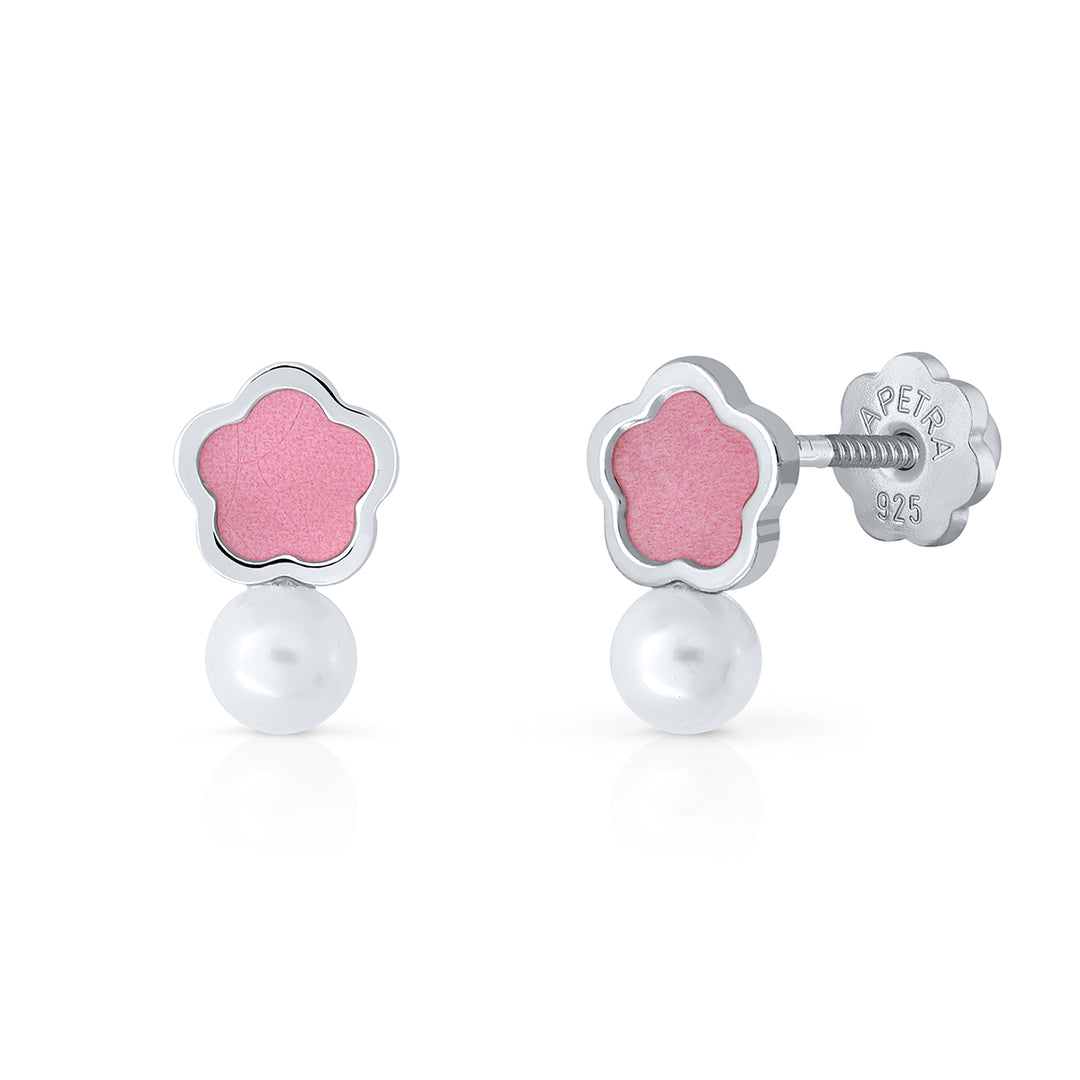 Pendientes Colección Cristal Pearl Flor rosa