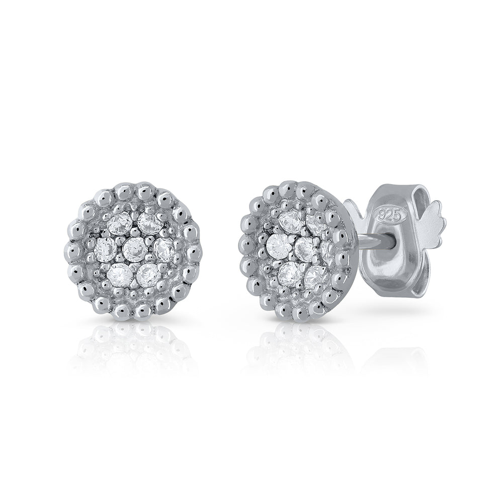Pendientes Presión Flor de Circonitas plata