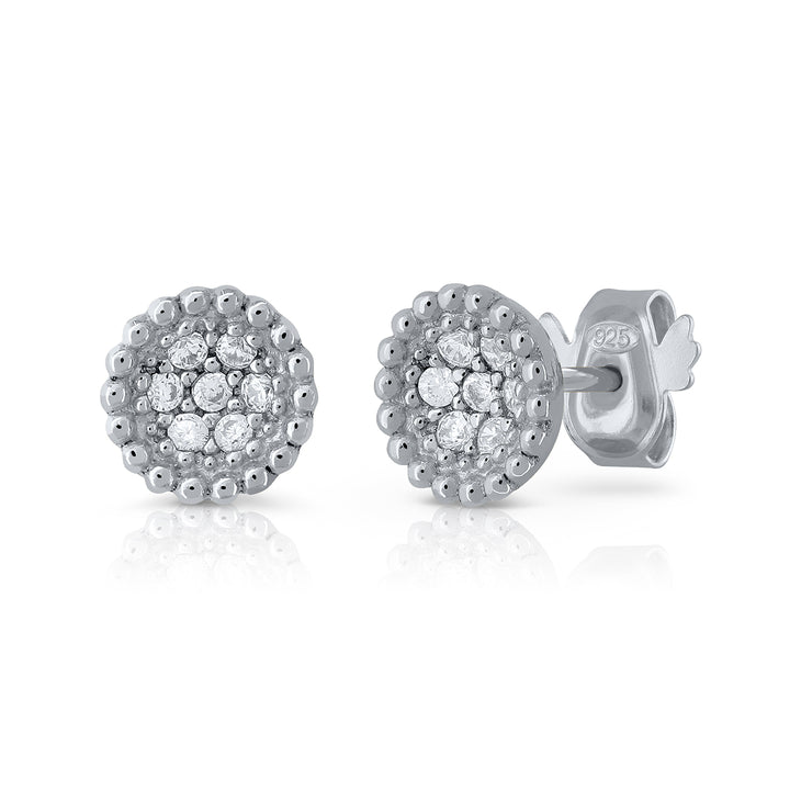 Pendientes Presión Flor de Circonitas plata