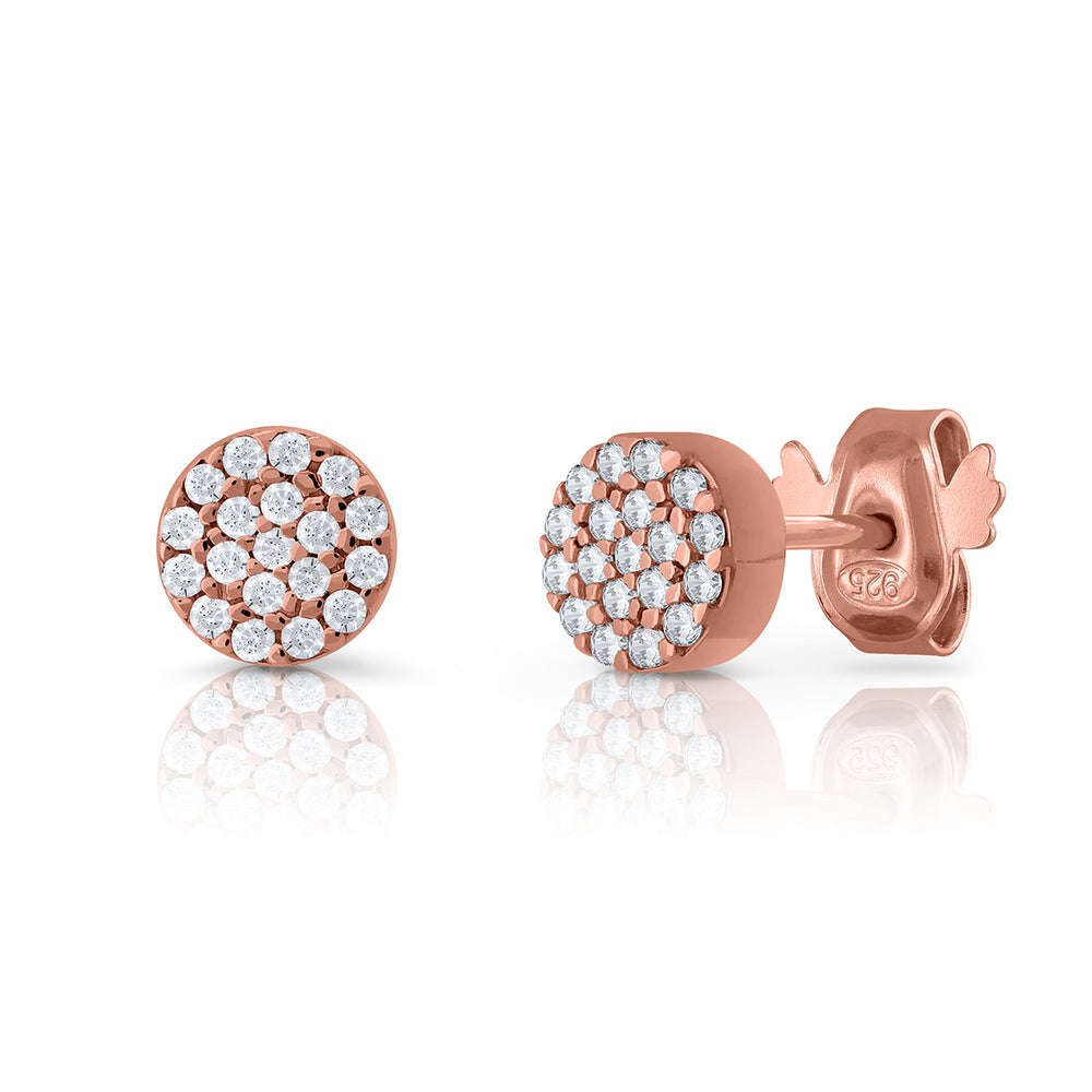 Pendientes Presión Pavé Circonitas rosa