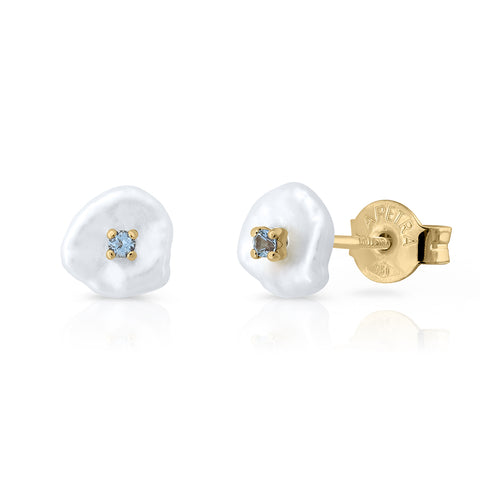 Keshi topaz pearl gold stud earrings