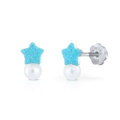Pendientes Happy Pearl estrella purpurina
