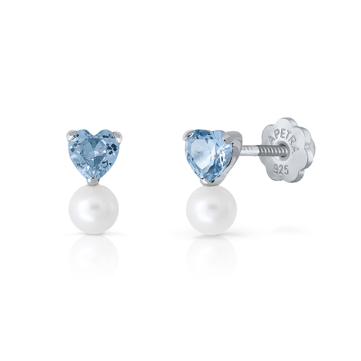 Pendientes Brilli Brilli Pearl Corazón aguamrina