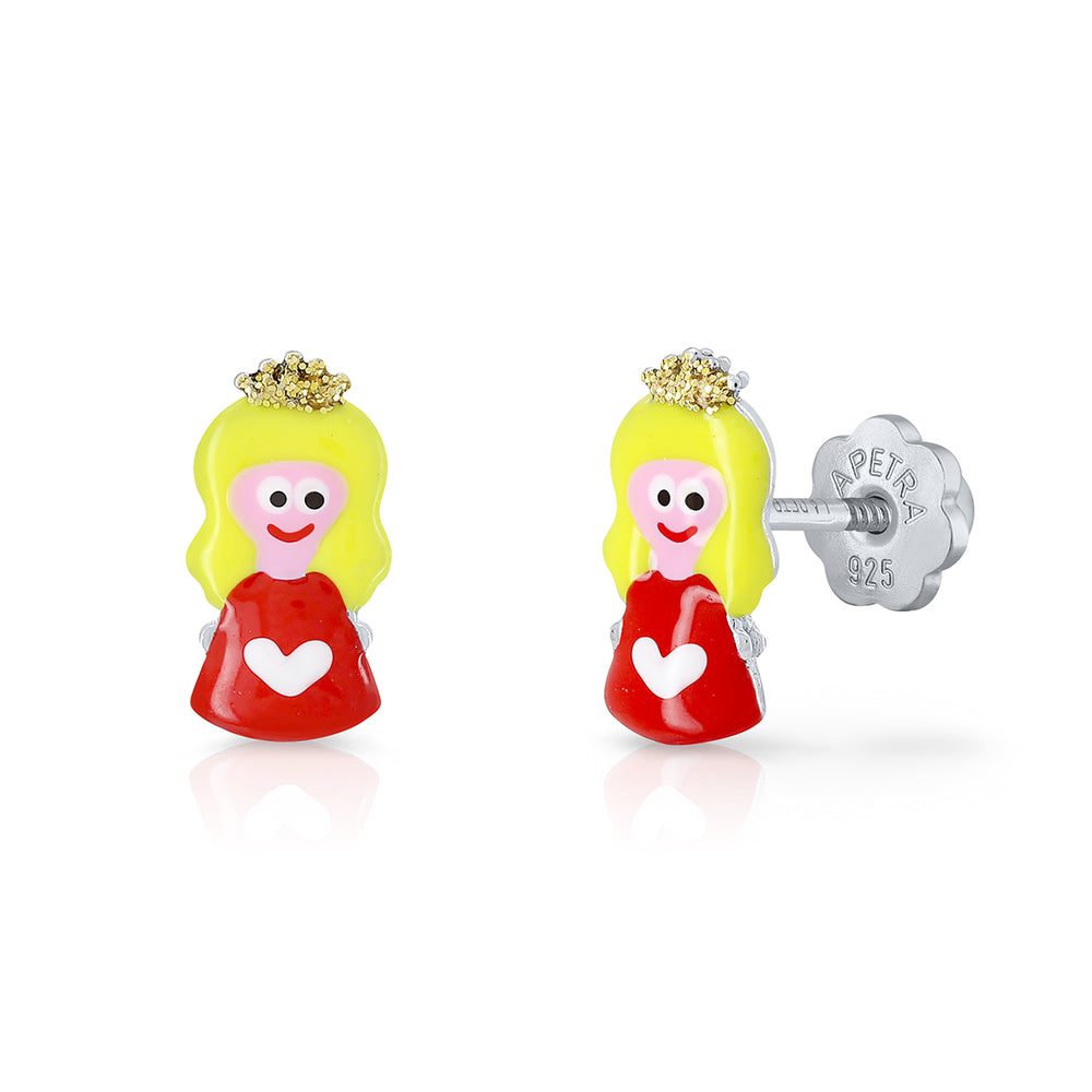 Xmas Princess Enamel Screw Earrings