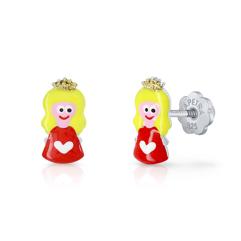 Princess Enamel Screw Earrings