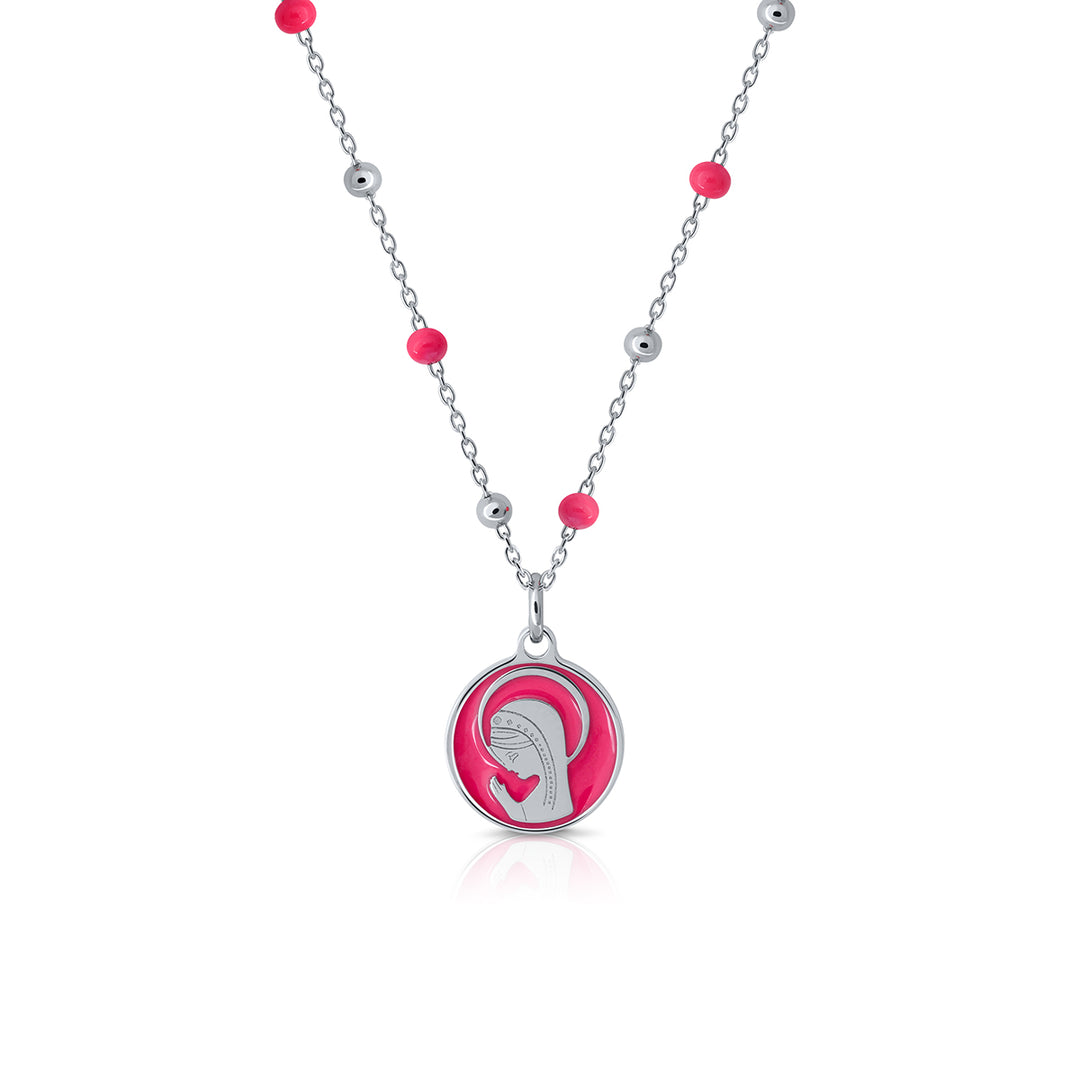 Collar Colección Bolitas de Anís Virgen Niña fuxia