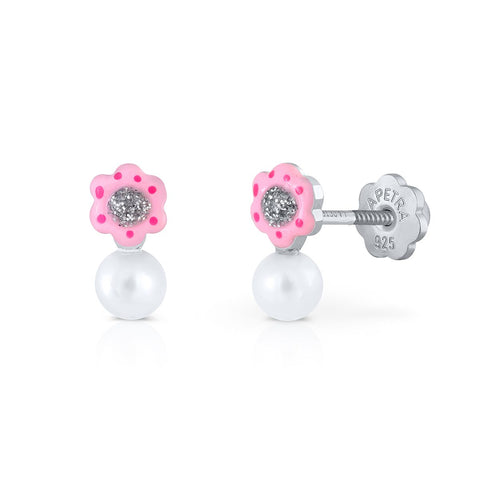 Happy Pearl Flower Mirror Earrings