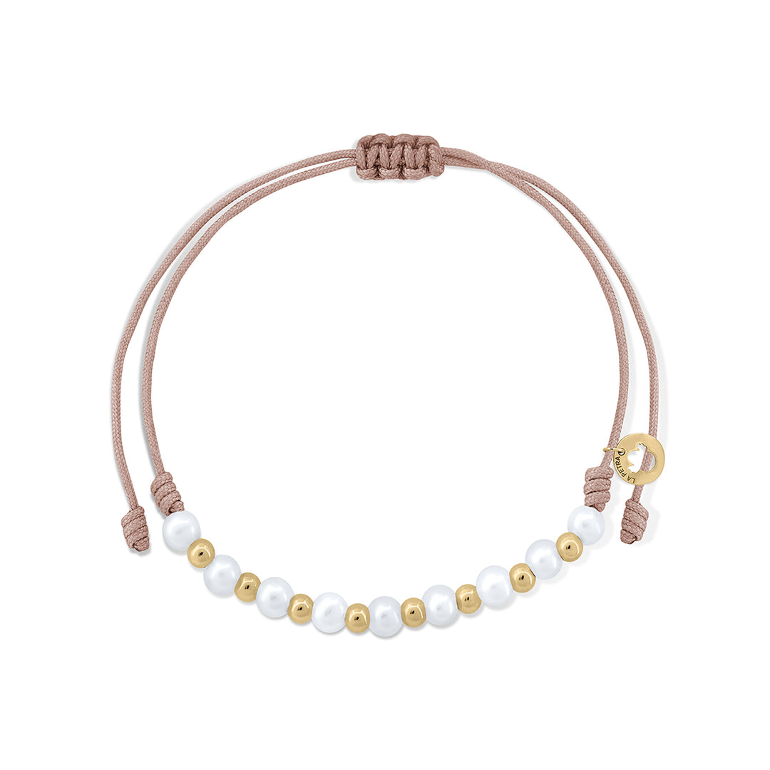 Pulsera Oro Macramé perlas