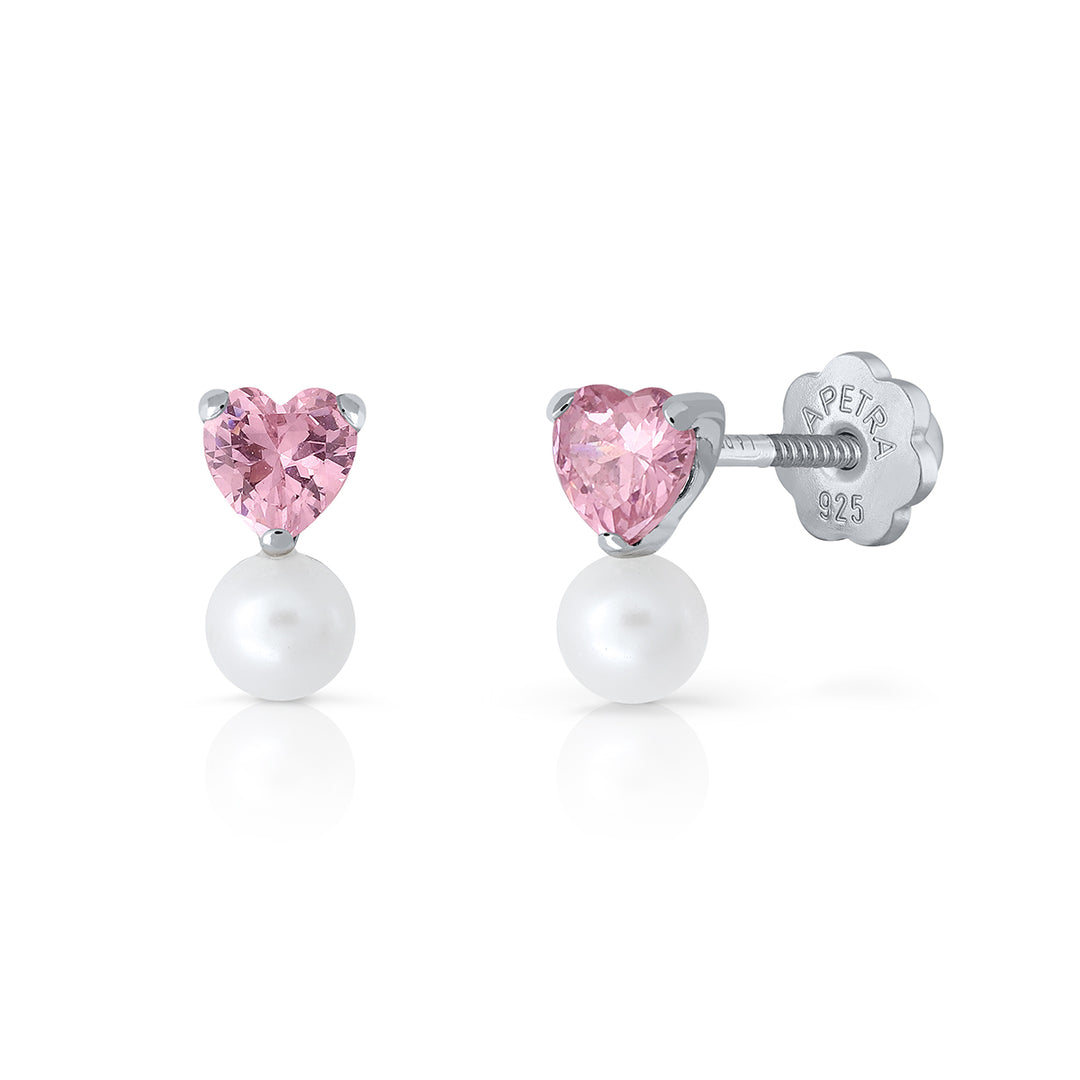 Pendientes Brilli Brilli Pearl Corazón rosa