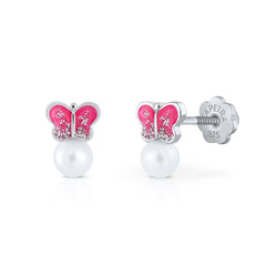 Happy Pearls Flat Butterfly Earrings