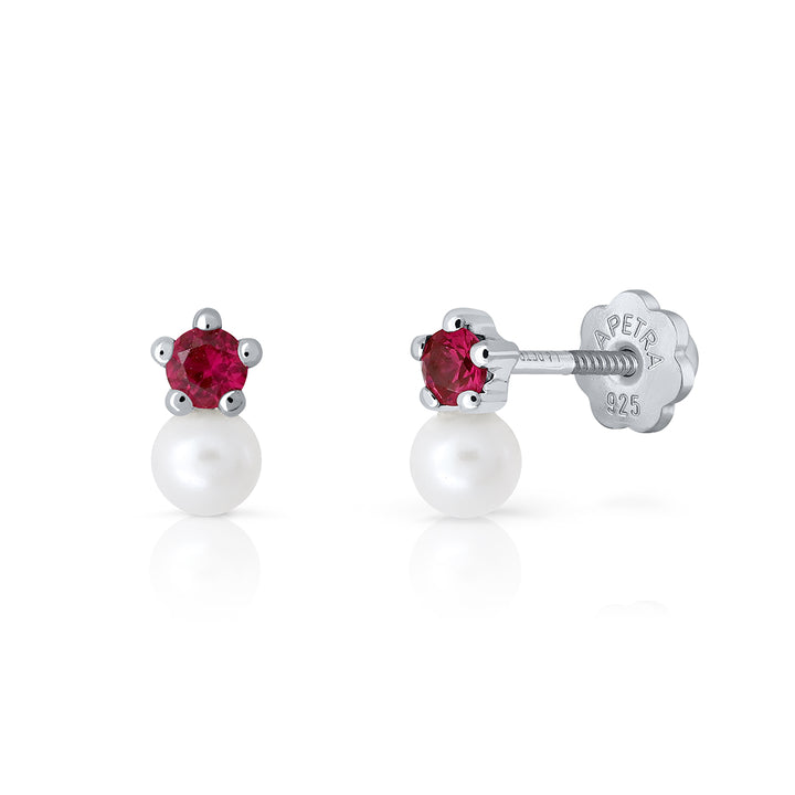 Pendientes Brilli Brilli Pearl Redondo S fucsia