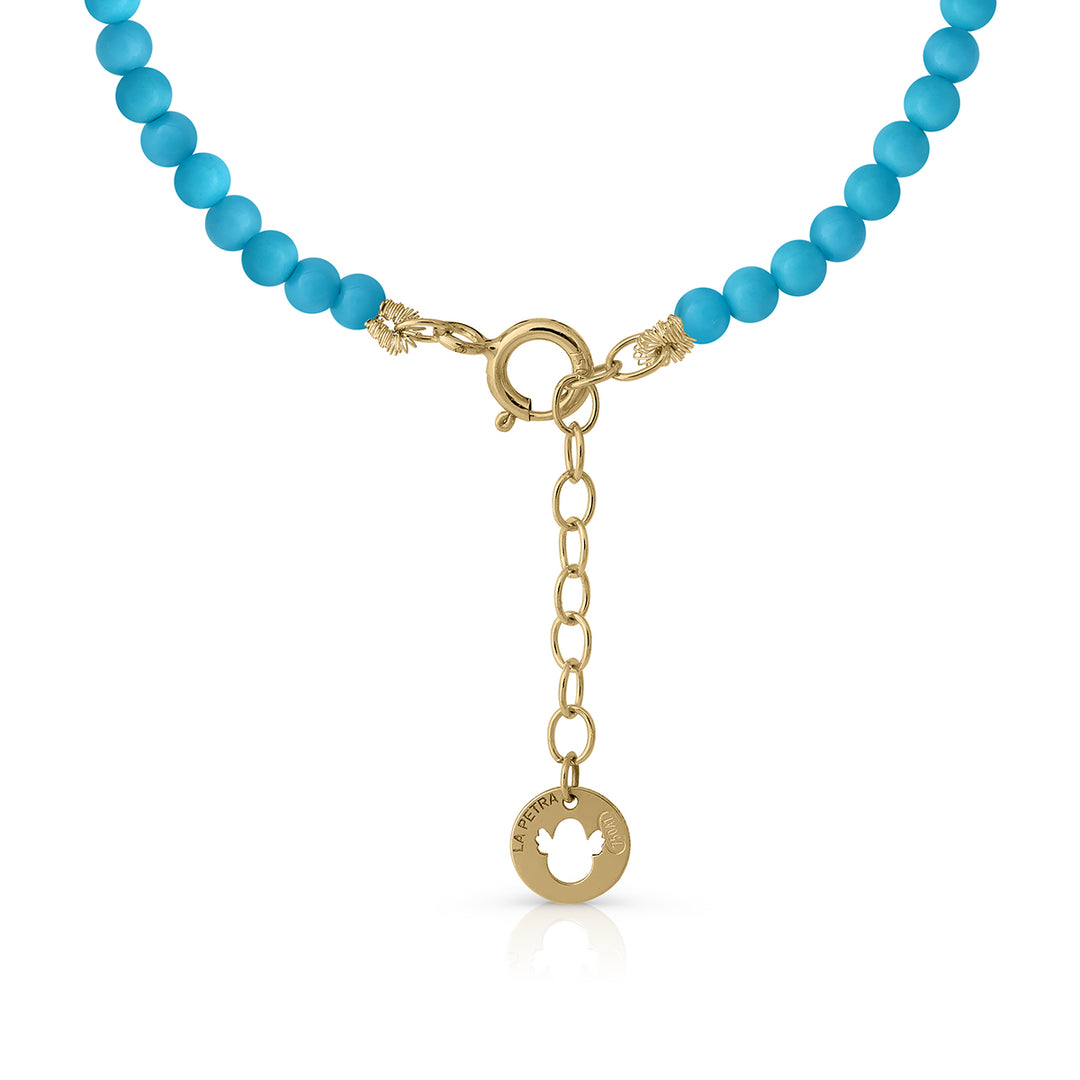 Collar oro turquesas inicial Lilly con diamante
