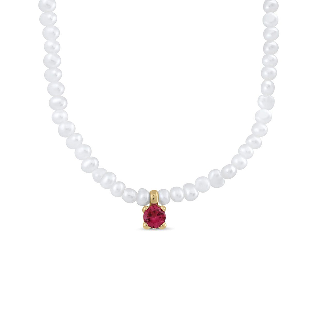 Collar oro perlas Chip garra topacio