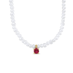 Collar oro perlas Chip garra topacio