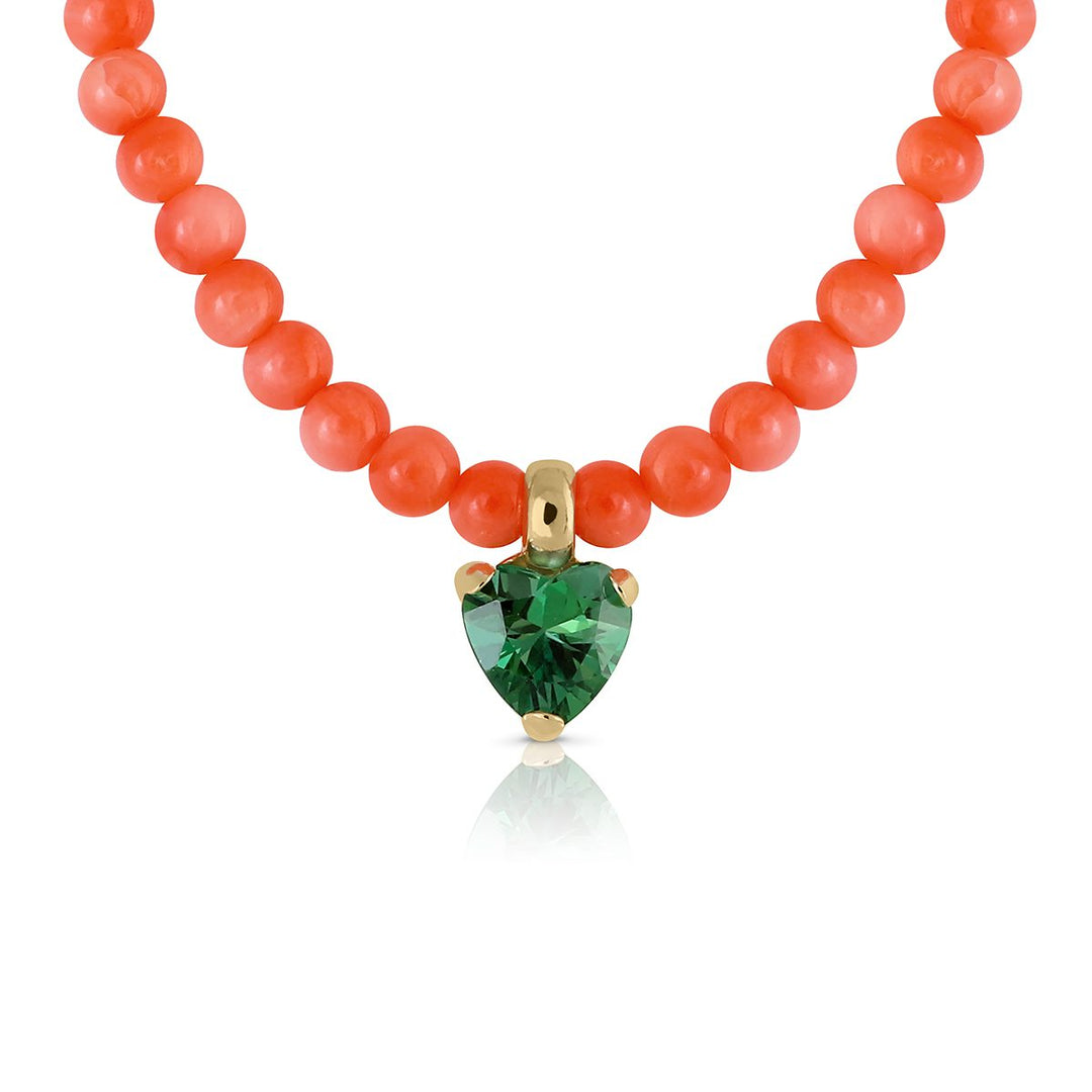 Collar Coral Garra Corazón Topacio