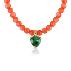 Collar oro Coral garra corazón topacio