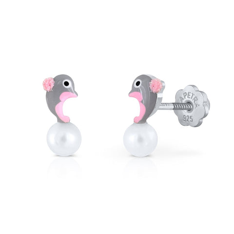 Happy Pearl Dolphin Earrings