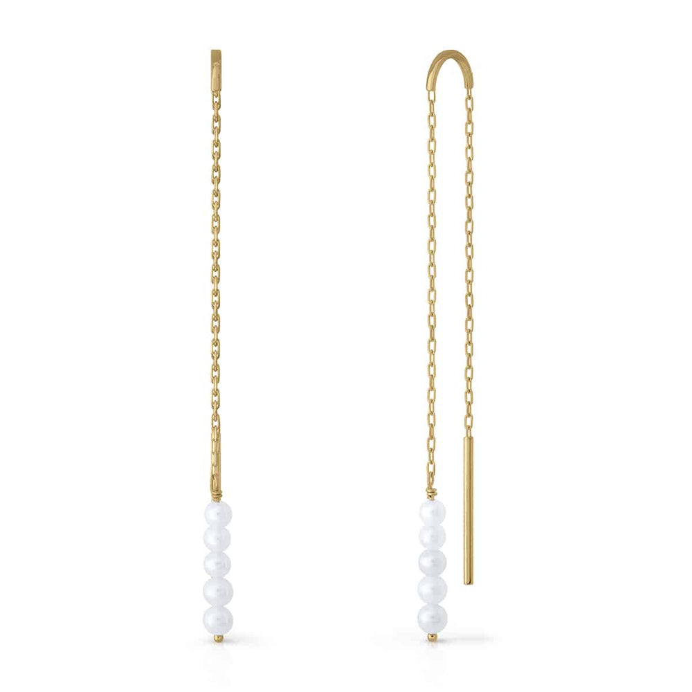 Earrings Gold Chain Pearls