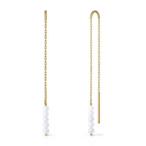 Earrings Gold Chain Pearls
