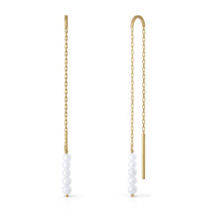 Pendientes oro cadena perlas