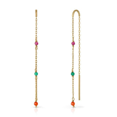 Pendientes oro cadena piedras