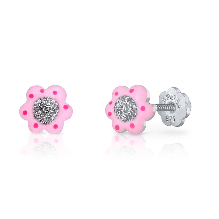 Mirror Flower Enamel Earrings