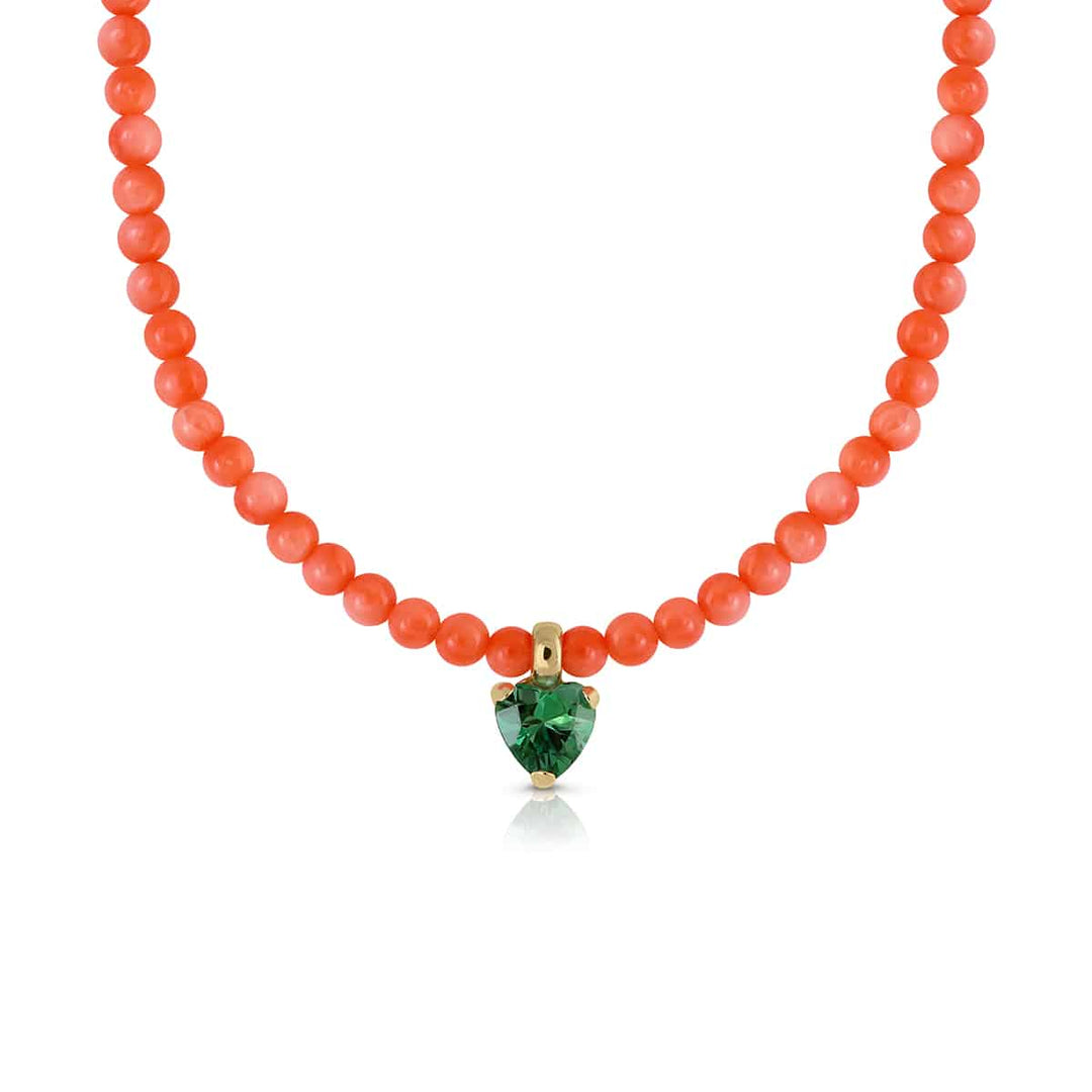 collar coral largo corazon
