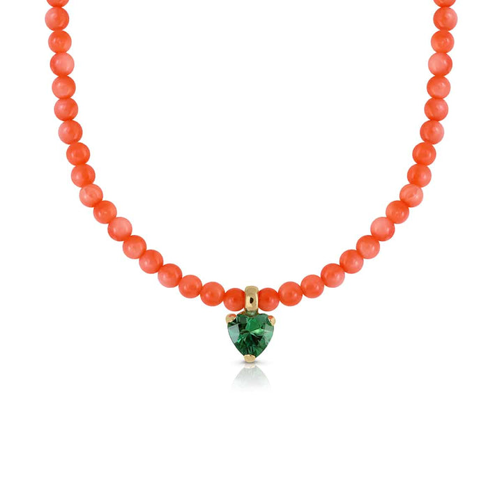 collar coral largo corazon