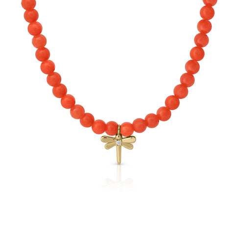 Coral Claw Heart Topaz Necklace
