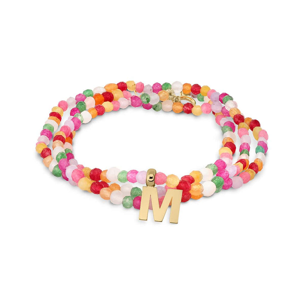 collar inicial m piedra agata