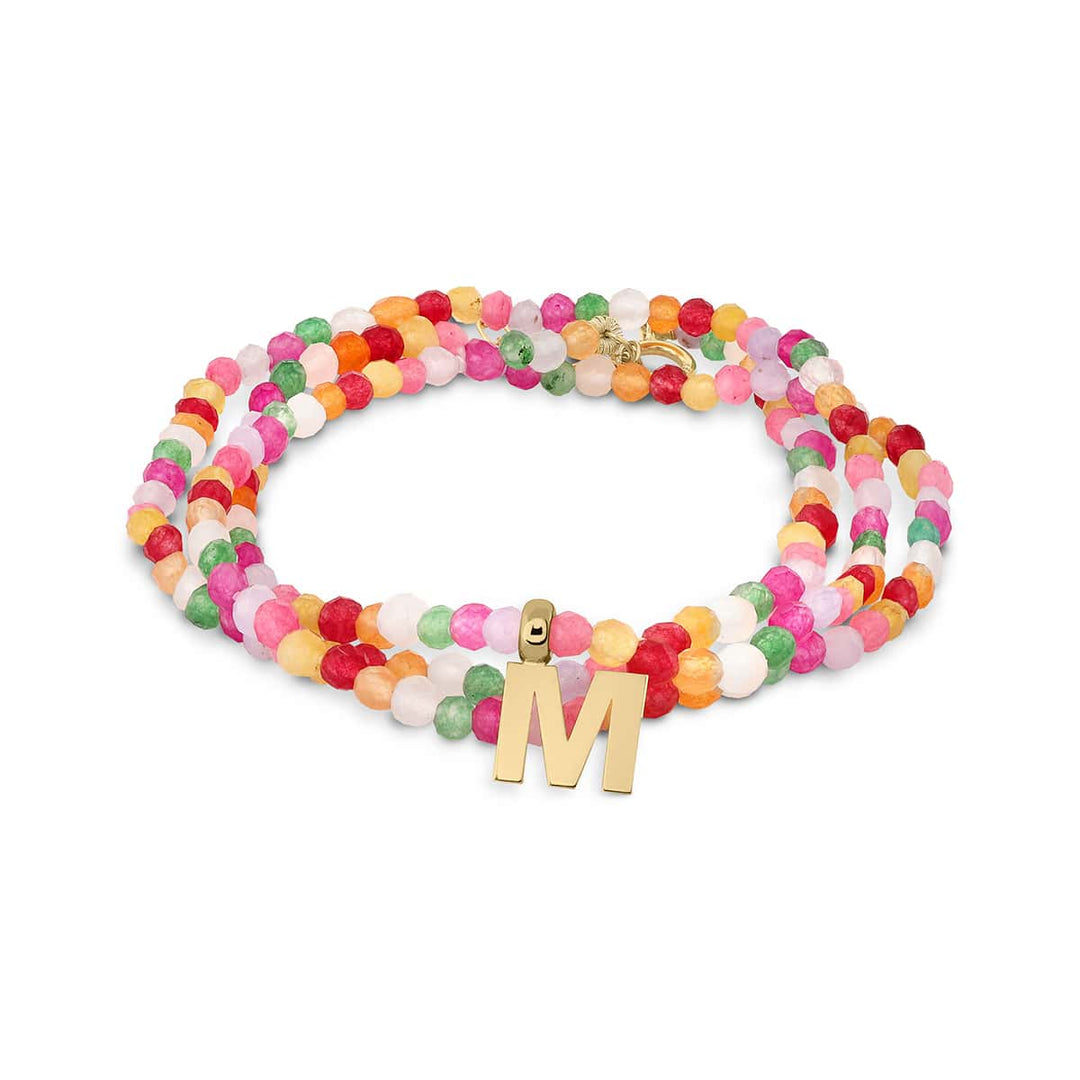 collar inicial m piedra agata