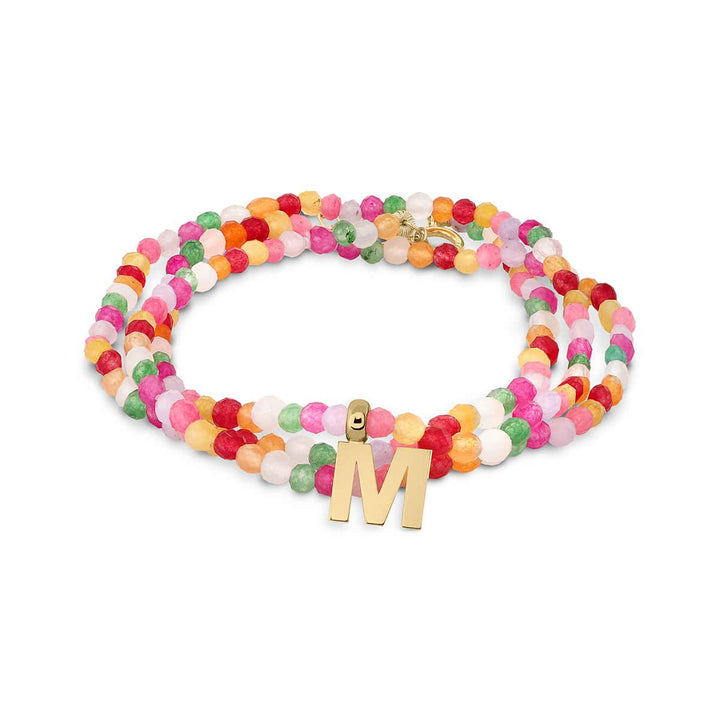 collar inicial m piedra agata