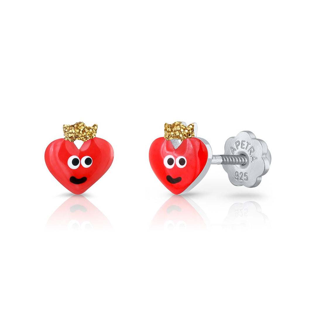 Pendientes Corazón Encantada Rosca Rojo