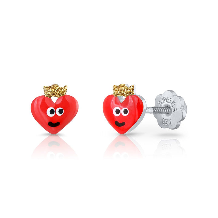 Pendientes Corazón Encantada Rosca Rojo