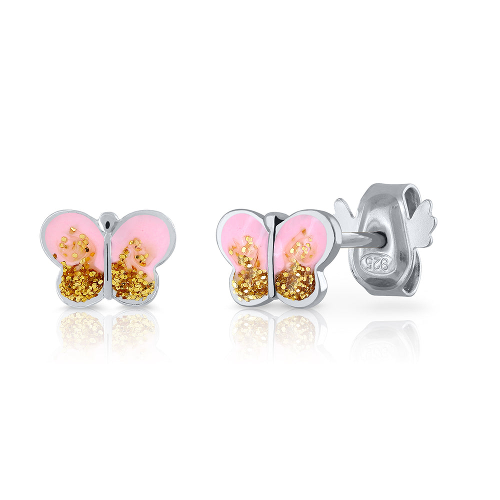 Pendientes Mariposa Plana Presión dorado