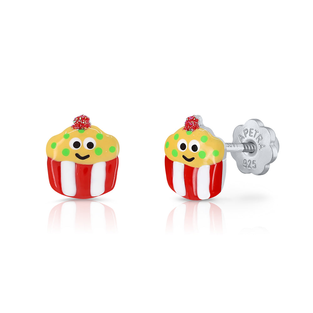 Xmas Cupcake Eyes Enamel Earrings