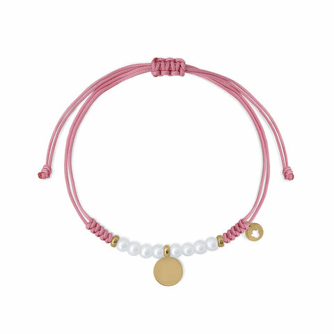 Bracelet Macramé Gold 8 Pearls - Plate