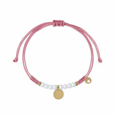 Pulsera Oro Macramé 8 perlas chapa