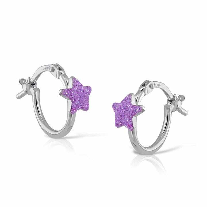 Mini aritos Esmalte estrella purpurina