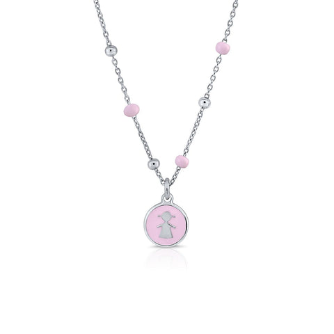Mini Mary Enamel Necklace - Pink Lolita