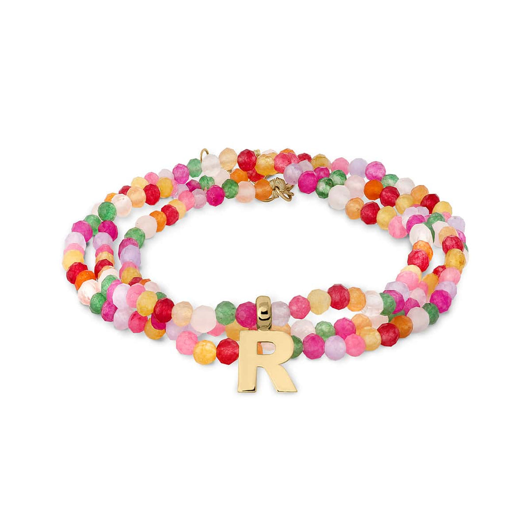 collar inicial piedras agata