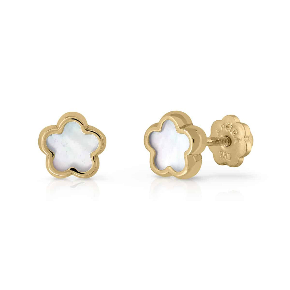 Pendientes oro Nácar flor