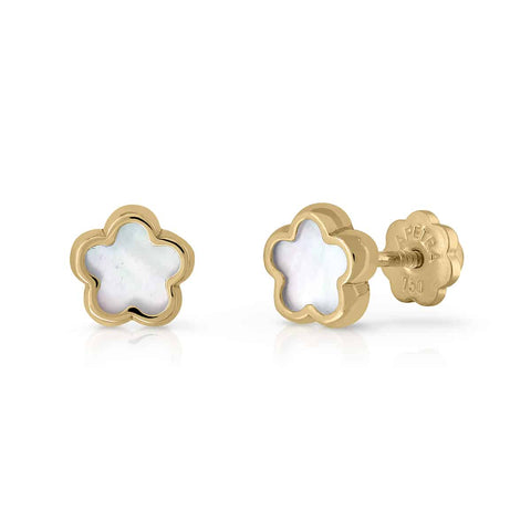 Gold Earrings Flower Mother-of-Pearl Collection
