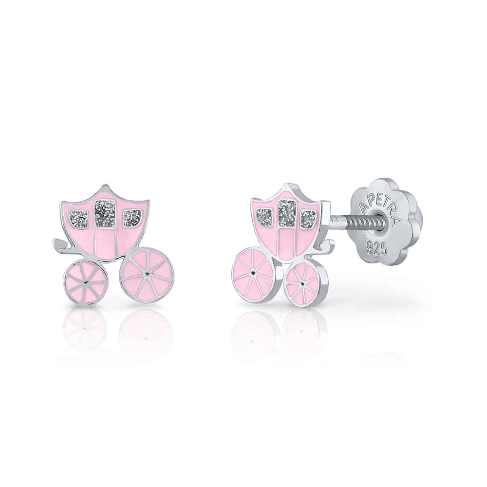 Pendientes Carroza Rosca Rosa Bebé